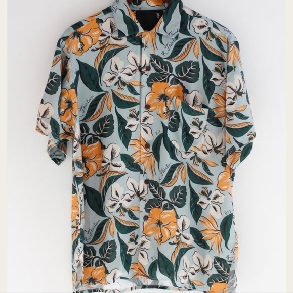 R13 Logo Hawaiian Tropical-Print Oversized Unisex Shirt In Blue Floral NWT Sz M - Picture 9 of 17